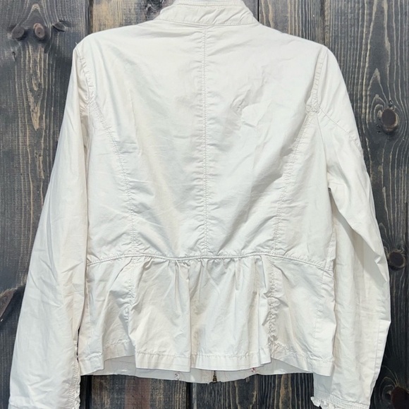 Peace Love Chill Jacket M Cream Ivory Zip Front Ruffles Pockets Boho Moto Style - Picture 4 of 7
